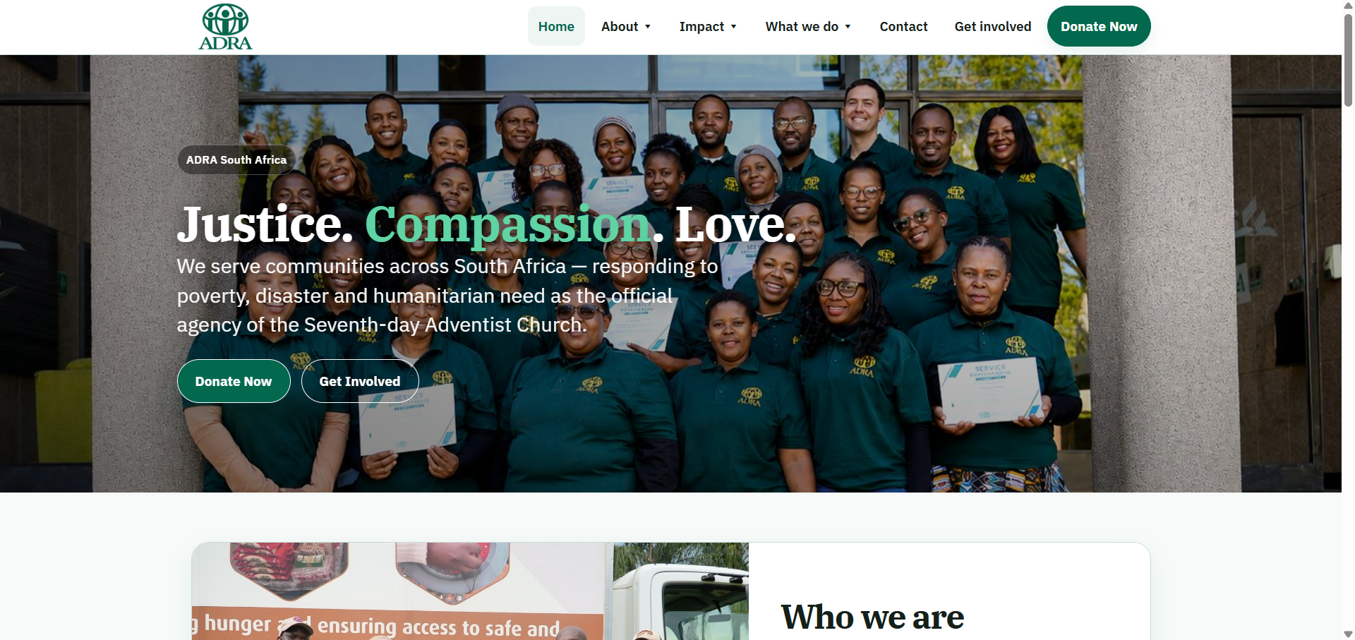 ADRA South Africa website homepage